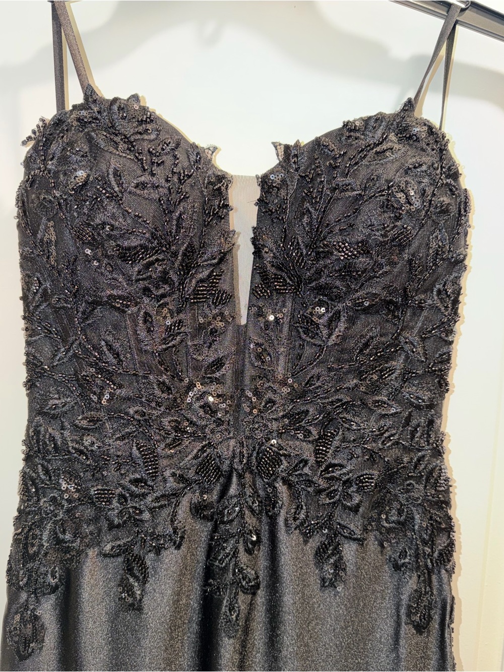 Windsor Black Beaded Floral Lace Maxi Dress